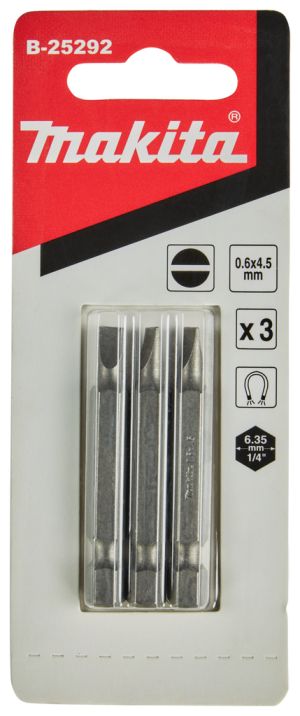 Бита Makita SL0.6x4.5, 50 мм, HEX, 3 шт. (B-25292)